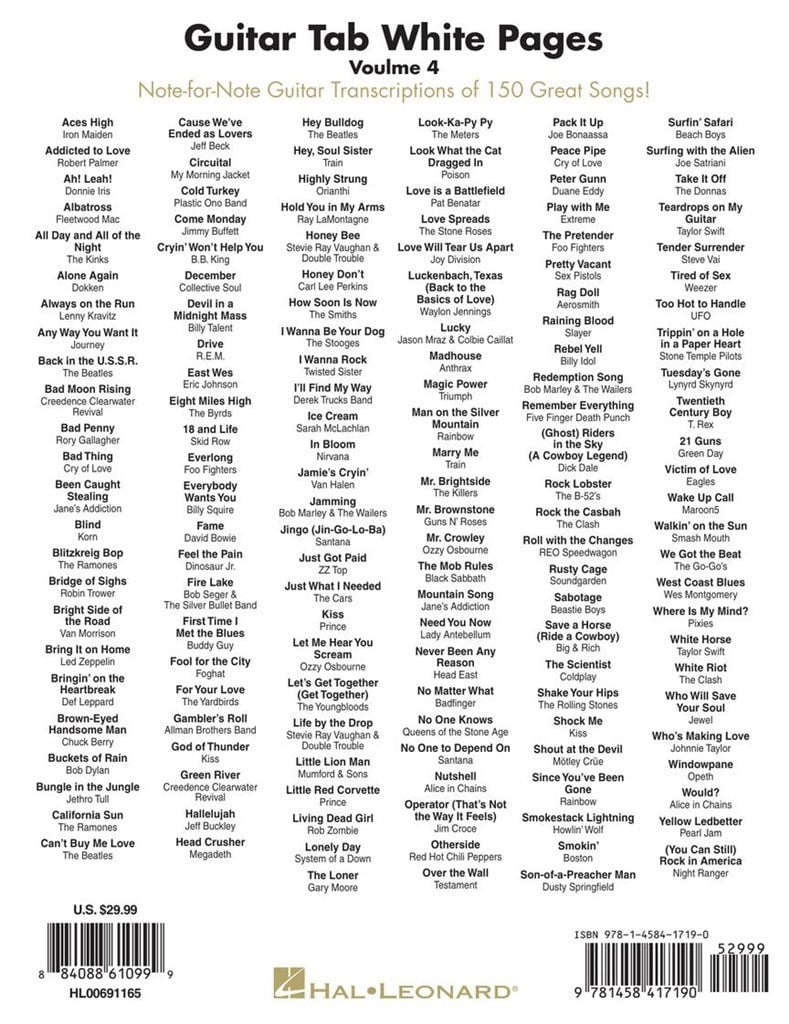 Guitar Tab White Pages: Volume 4